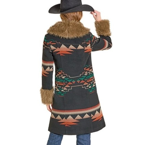 Rock & Roll Border Print Women's Coat DW92C06836