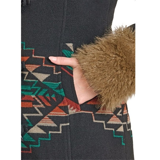 Rock & Roll Border Print Women's Coat DW92C06836