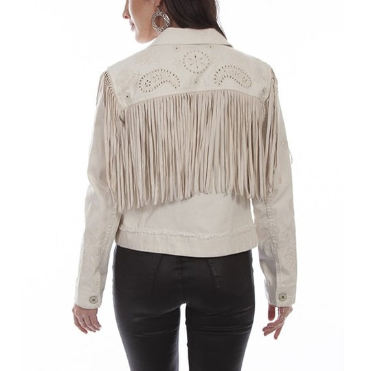 Scully Off-White Fringe Jean Women's Jacket HC687