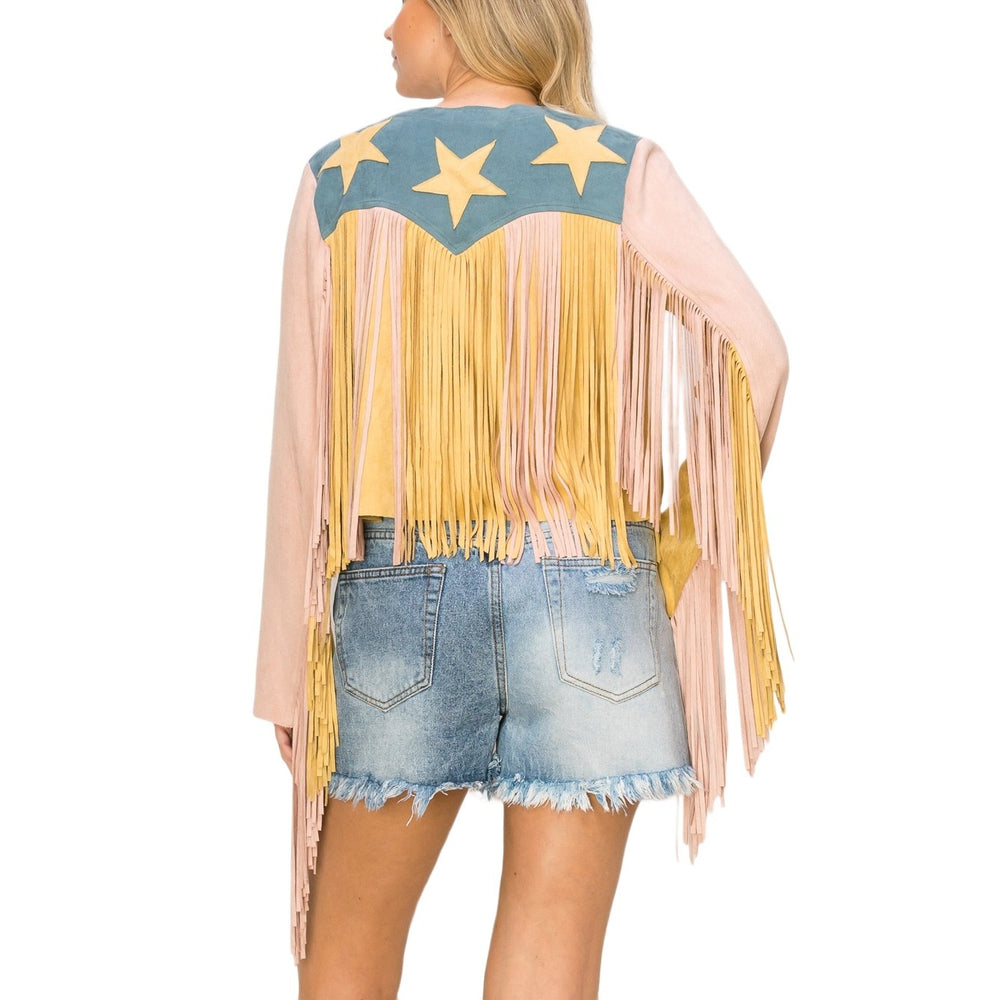 Vocal Fringe and Star Pink Women's Jacket K2409LJ