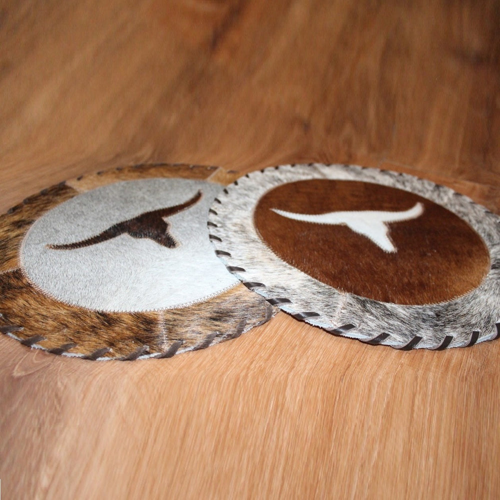 Gaucho Cowhide Longhorn Round Placemat