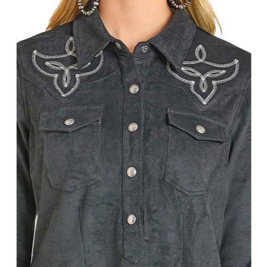 Rock & Roll Black Suede Women's Dress LWD2R07118