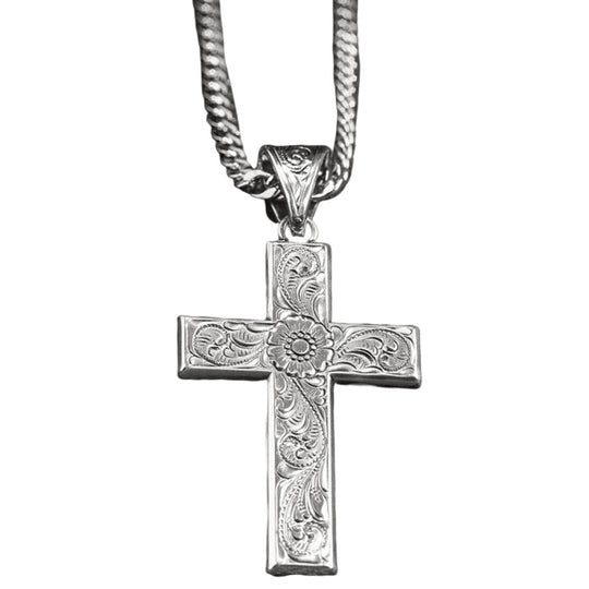 Twister Silver Cross Necklace 32106