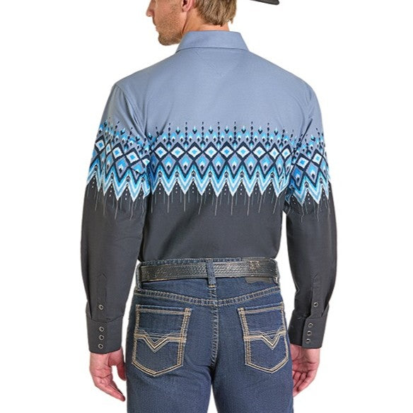 Rock & Roll Aztec Blues Men's Western Snap SMN2S07386