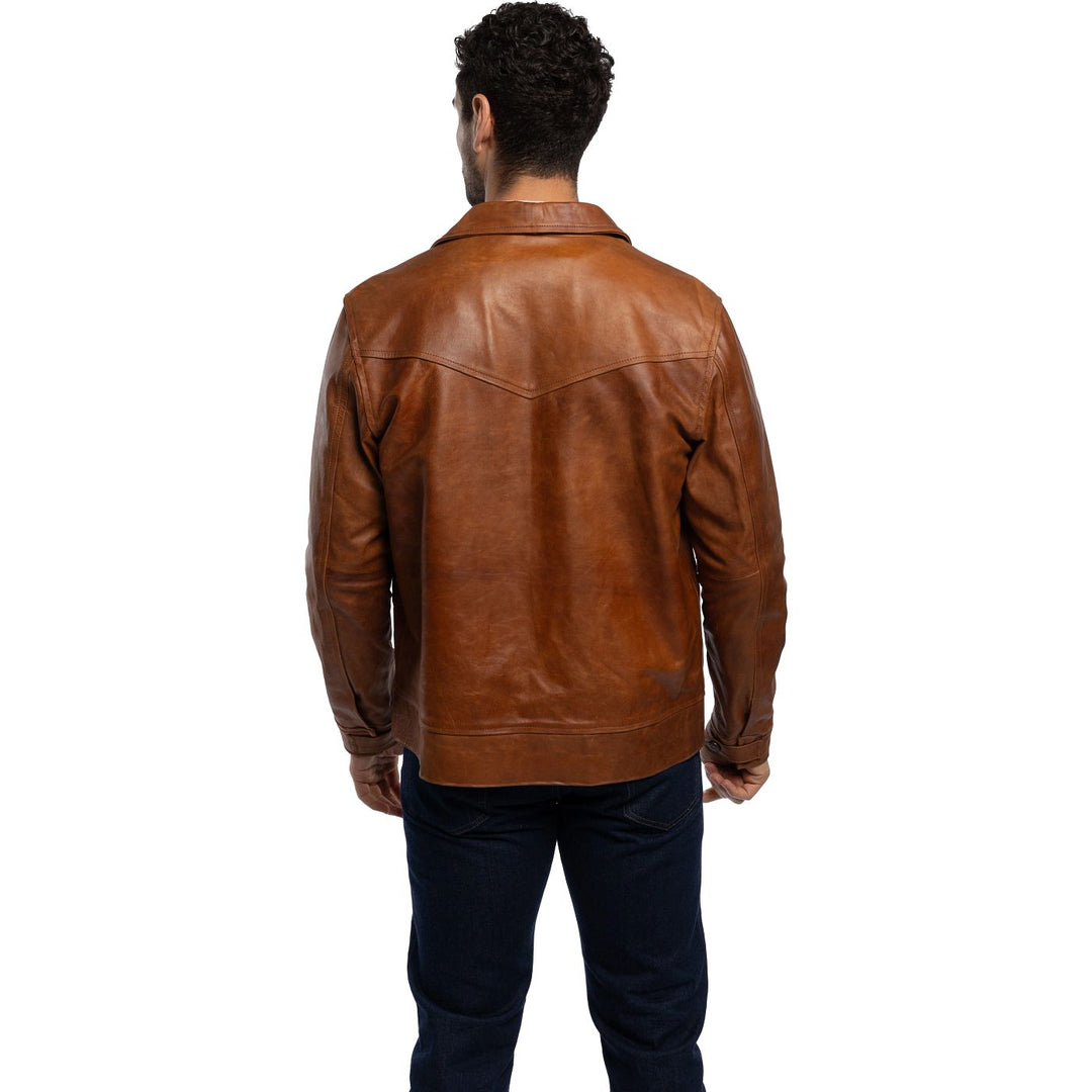 Tony Lama Leather Aviator Jacket Cognac TL02COG