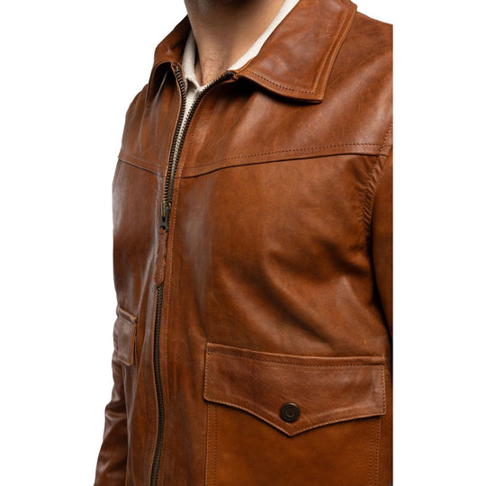 Tony Lama Leather Aviator Jacket Cognac TL02COG