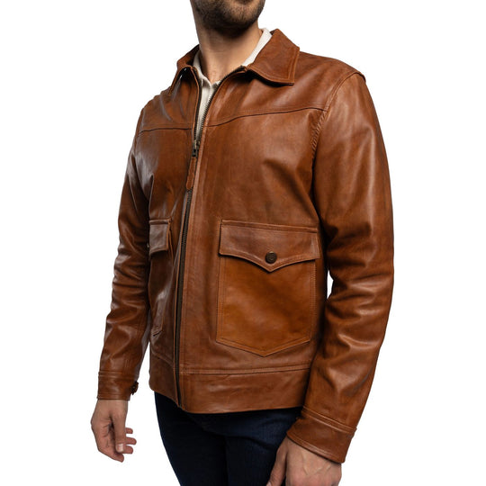Tony Lama Leather Aviator Jacket Cognac TL02COG
