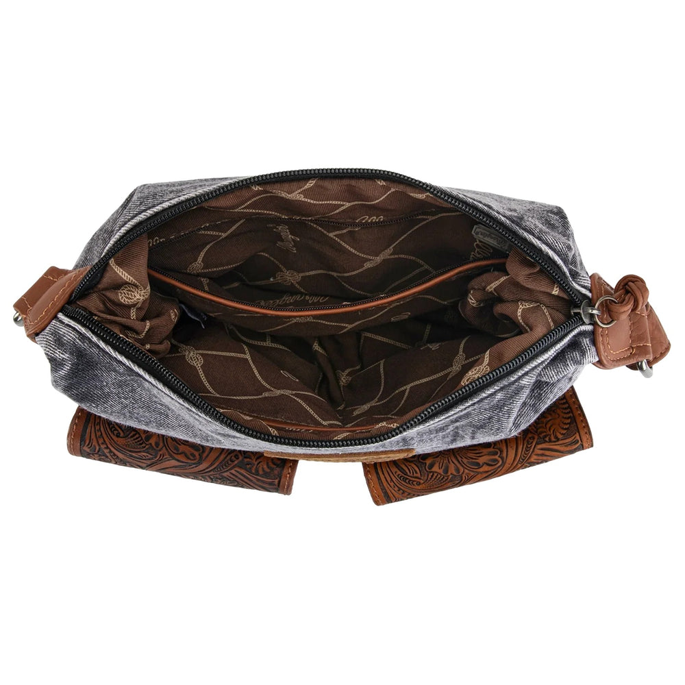 Wrangler Distressed Black Denim Crossbody WG103-2009BK