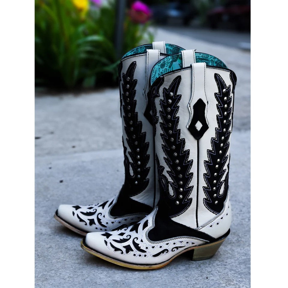Corral White & Black Stud Women's Boot C4160