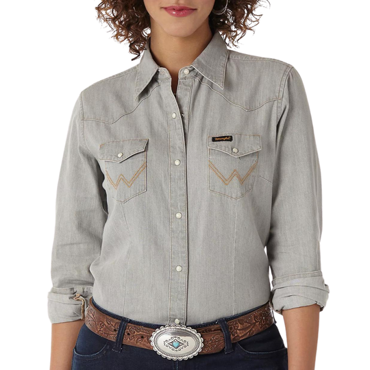 Wrangler Vintage Grey Denim Women's Button Up LW3961D