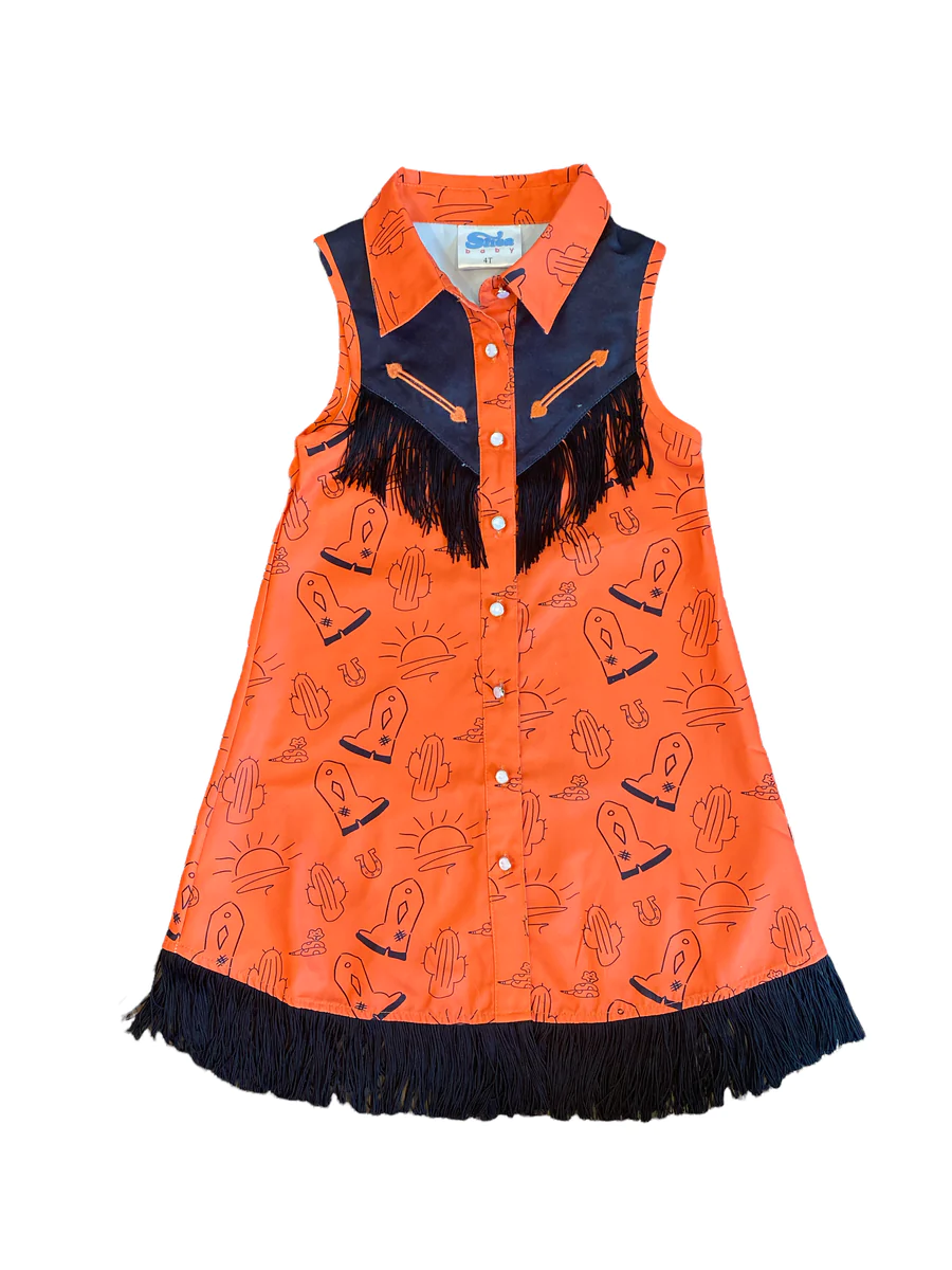Shea Baby Orange Vintage Girl's Dress VD01