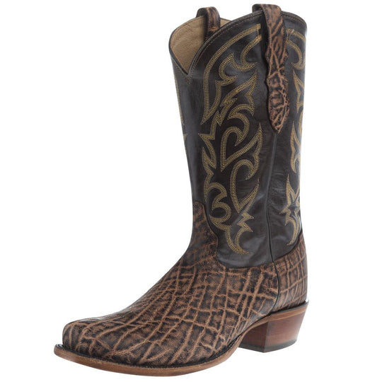 Tony Lama Men's Dark Brown Elephant Anthracite Vamp Cowhide Top Boot  SP1203