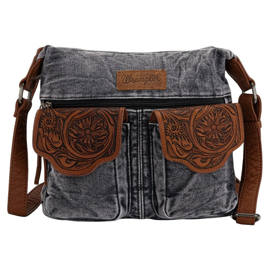 Wrangler Distressed Black Denim Crossbody WG103-2009BK