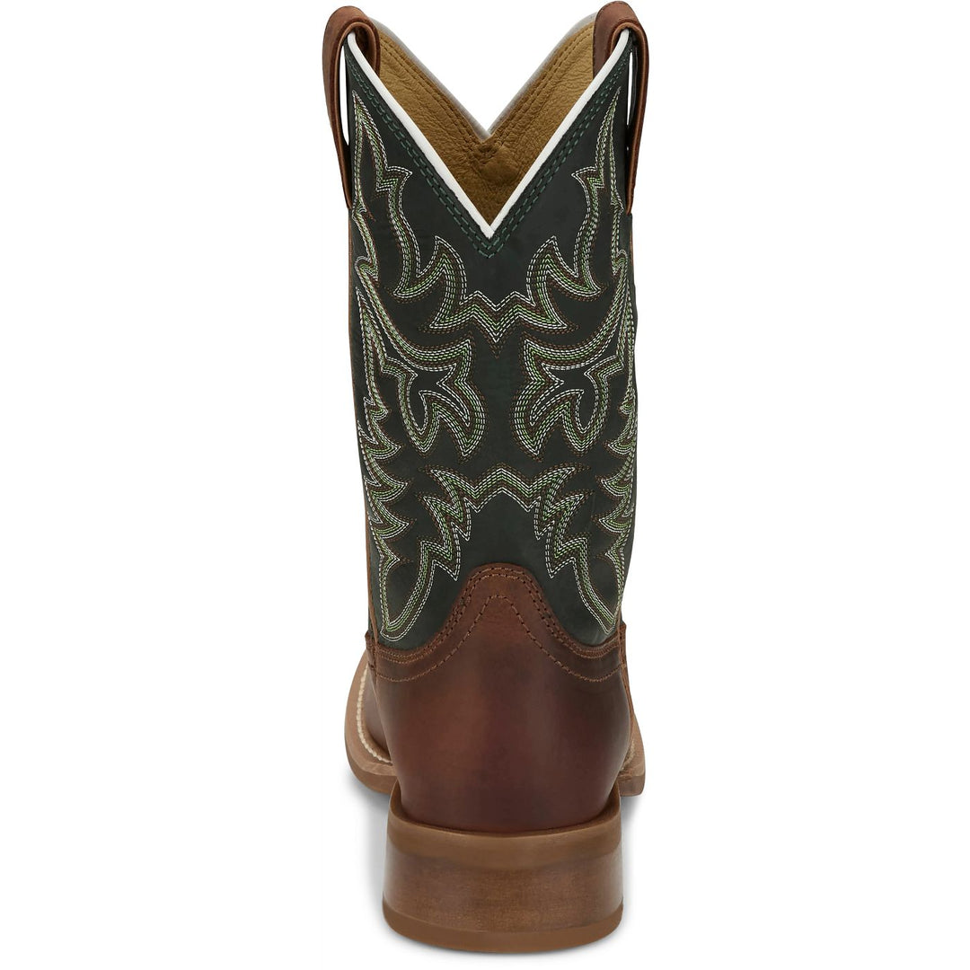 Justin Wild Bill Brown & Forest Green Cowhide Boot FN7352