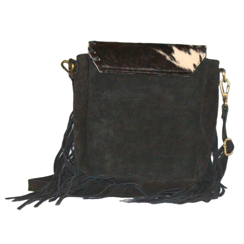 BS Trading Fringed Cowhide Black Crossbody BS2251
