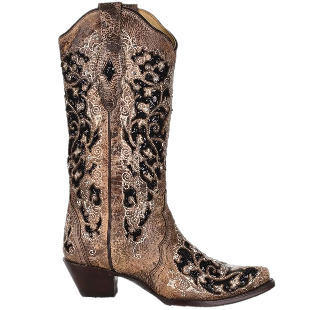 Corral Brown and Black Glitter Women's Boot A3569