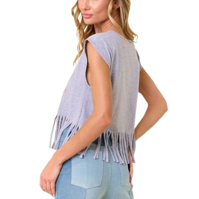 Saints & Hearts Fringed Graphic Tee ST3856A