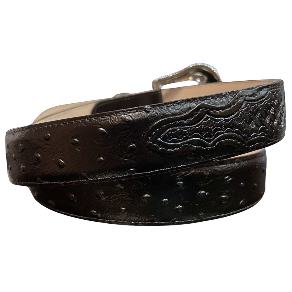 Jaac Arnold Ostrich Print Billet Black Belt 8216