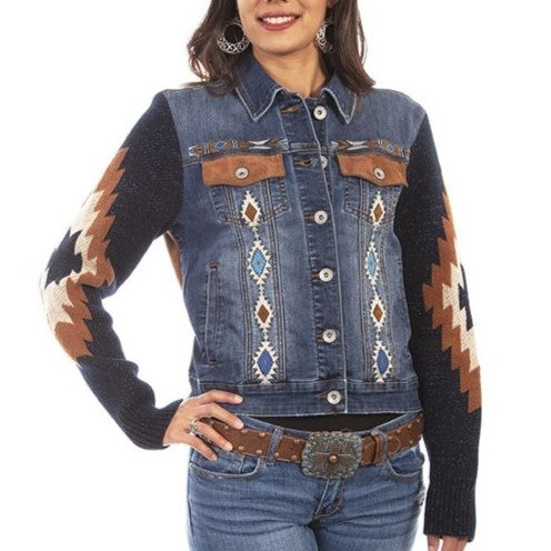 Scully Aztec Embroidered Denim Jacket HC639