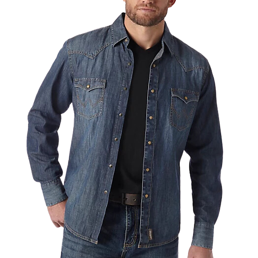 Wrangler Classic Dark Denim Men's Button Up MVR458D