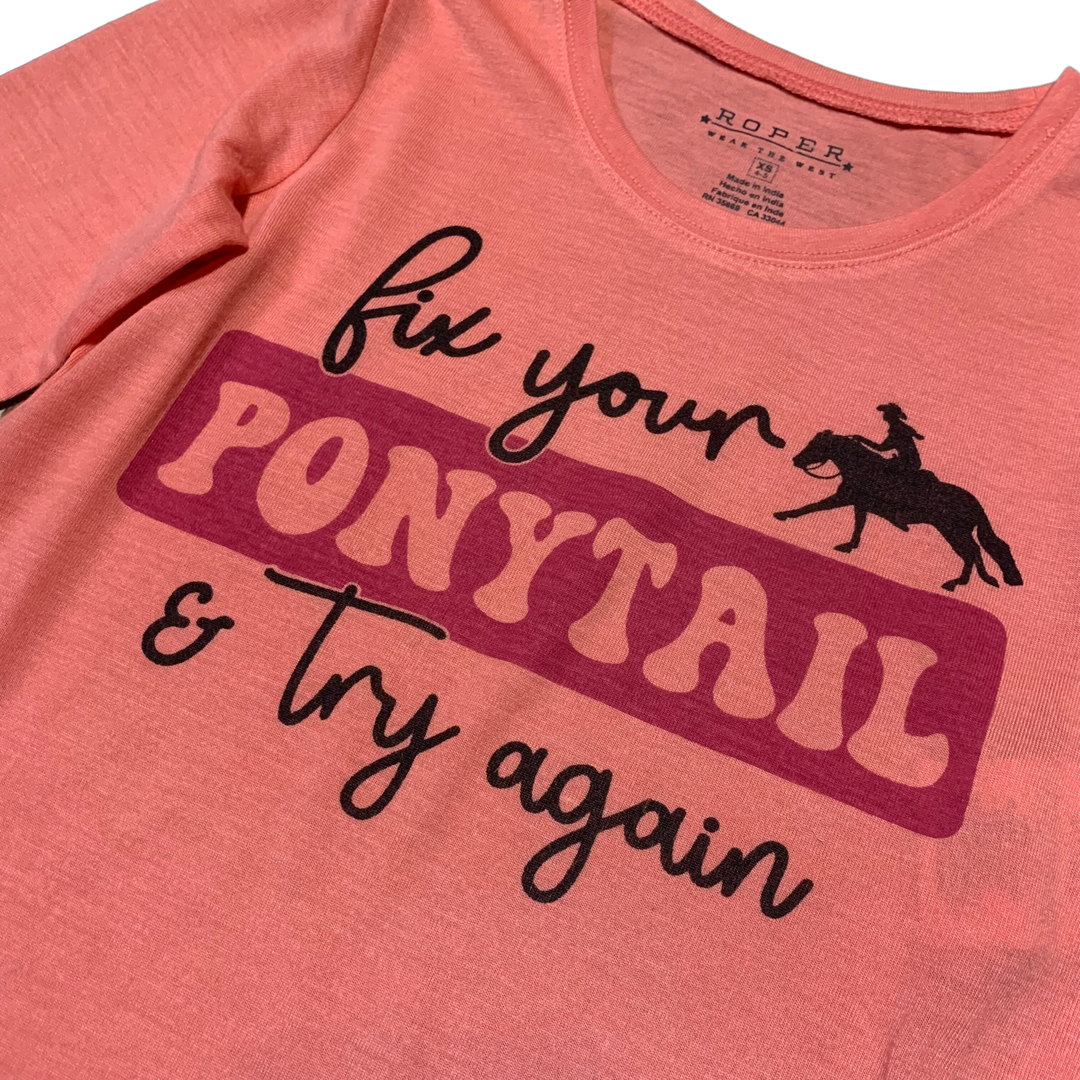 Roper Fix Your Pony Girl's Long Sleeve Top 0513-6131