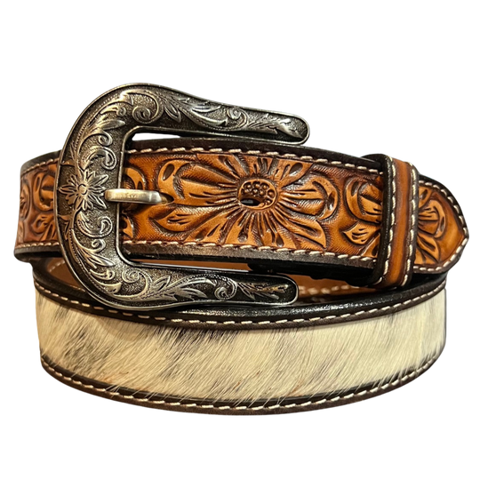 Angel Ranch Calf Hair Flora Billet Belt D140006302