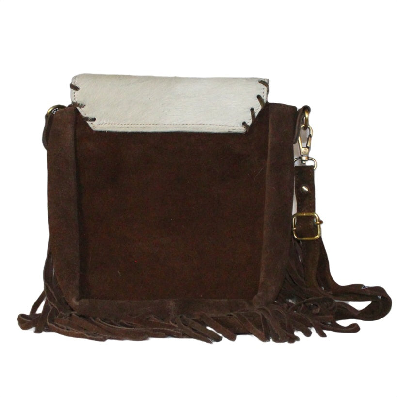 BS Trading Fringed Cowhide Brown Crossbody BS2251