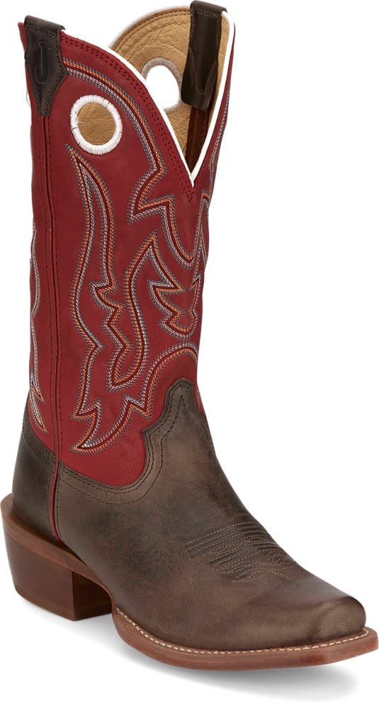 Justin Men's Ante Up Boot in Hickory Red & Brown FN7245