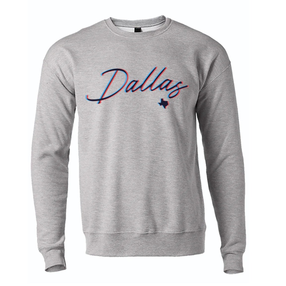 Bullzerk Unisex Grey 3D Dallas Crew Sweater OW-117