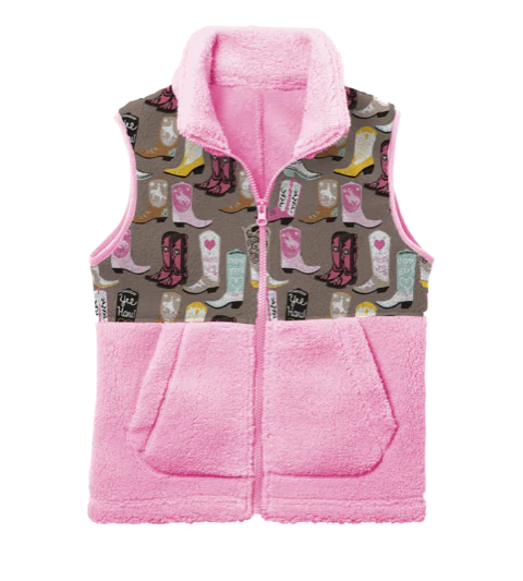 Shea Baby Pink and Grey Boot Fleece Girl's Vest FLVEST14