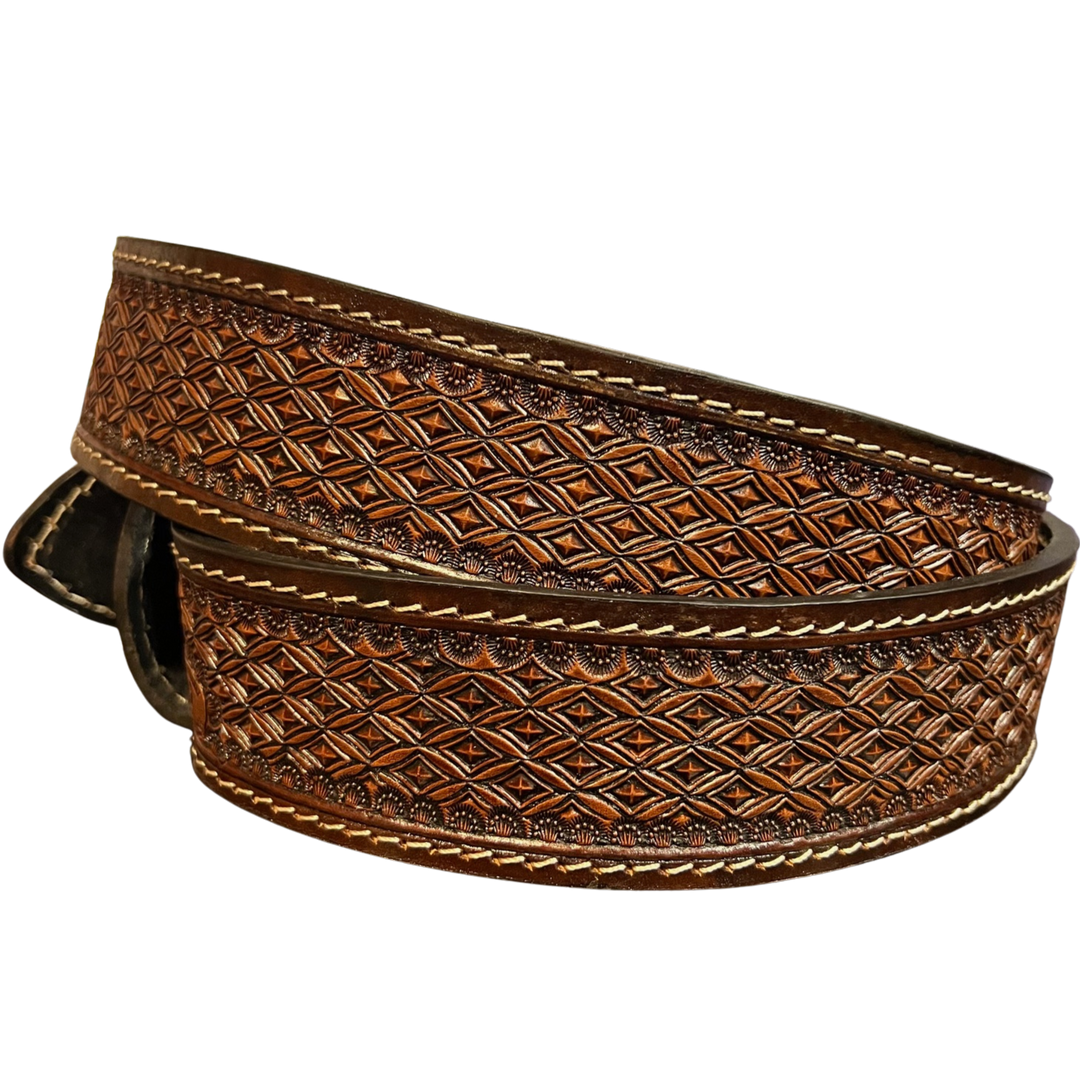 Sandoval Saddlery Tooled Buckle Tooled Belt A0031