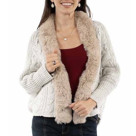 Scully Faux Fur Trim Women's Cardigan HC969