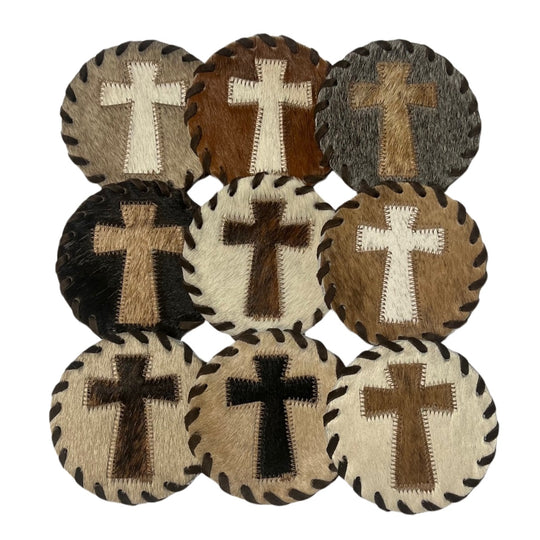 Gaucho Cowhide Laced Cross Coaster (1)
