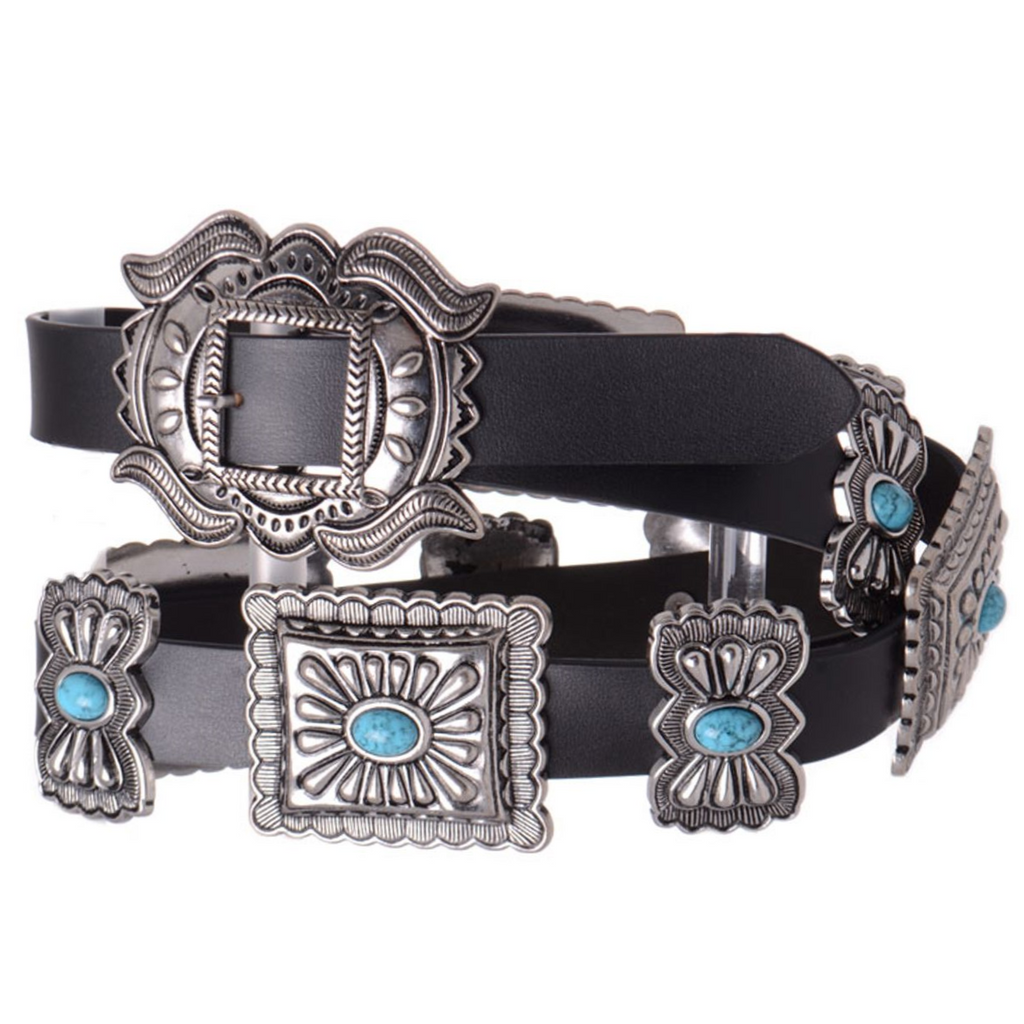 blue dress for baby girl Kamberley Concho Turquoise Black Belt 6067 – Wild Bill's Western Store