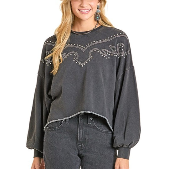 Rock & Roll Boot Studded Women's Pullover BW91T06995