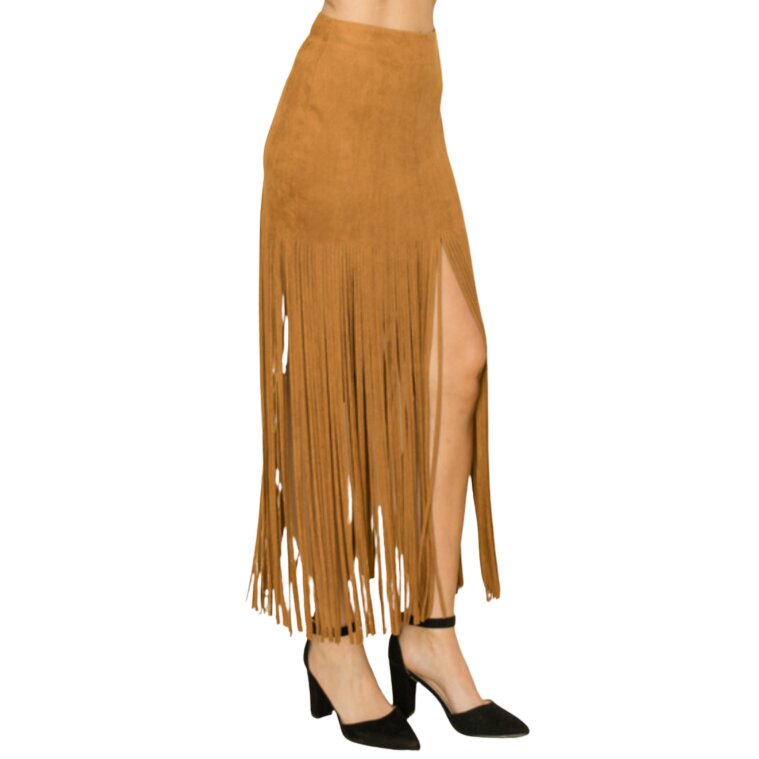 Vocal Suede Fringe Maxi Women's Skirt IM2545SK