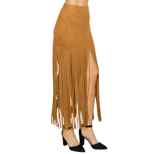 Vocal Suede Fringe Maxi Women's Skirt IM2545SK