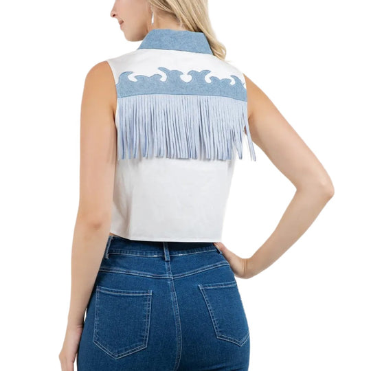 Saints & Hearts Patch & Fringe Women's Top SIT7202A