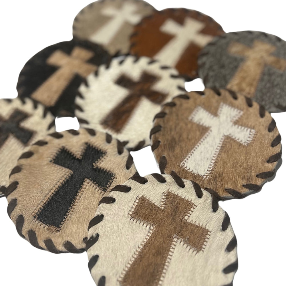 Gaucho Cowhide Laced Cross Coaster (1)