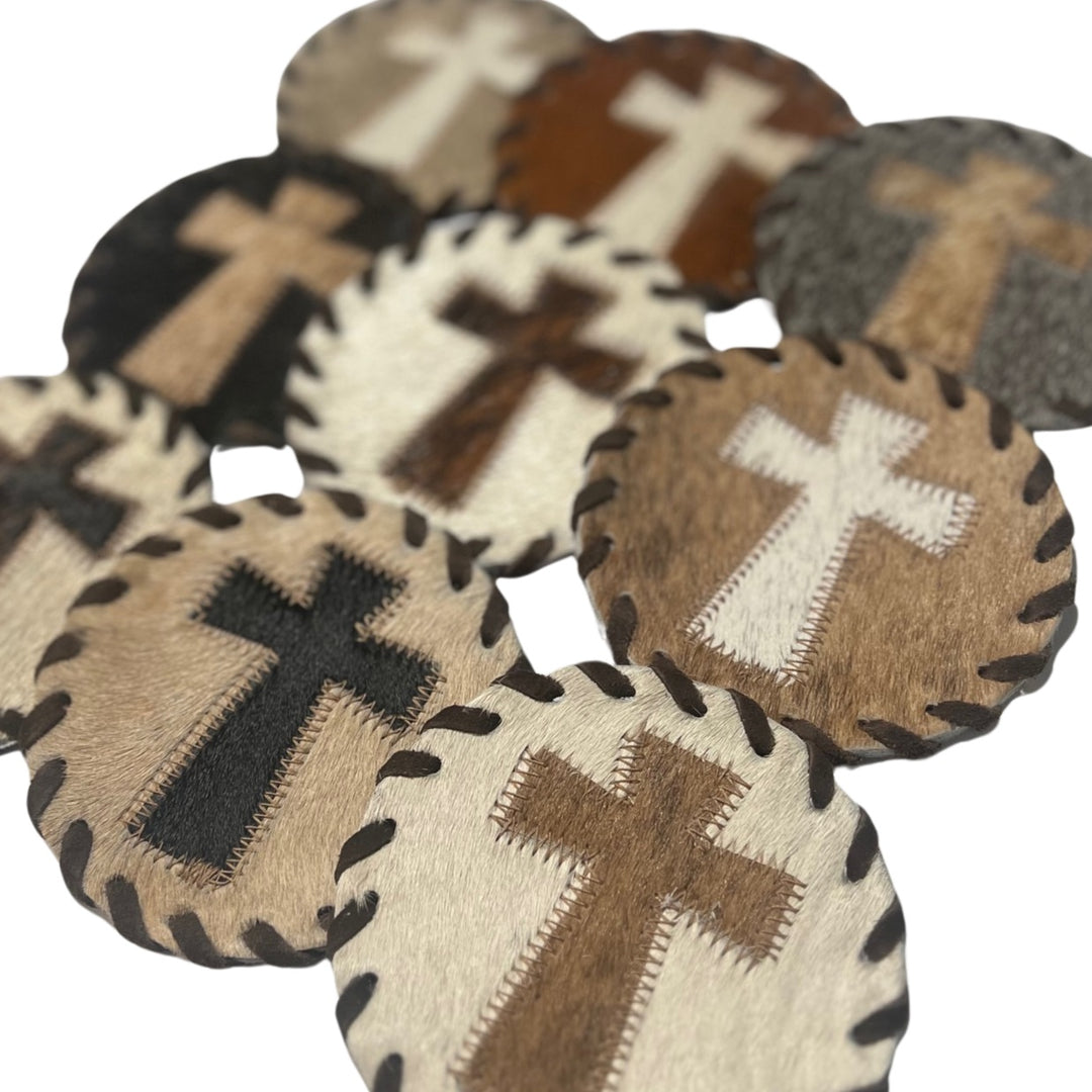 Gaucho Cowhide Laced Cross Coaster (1)