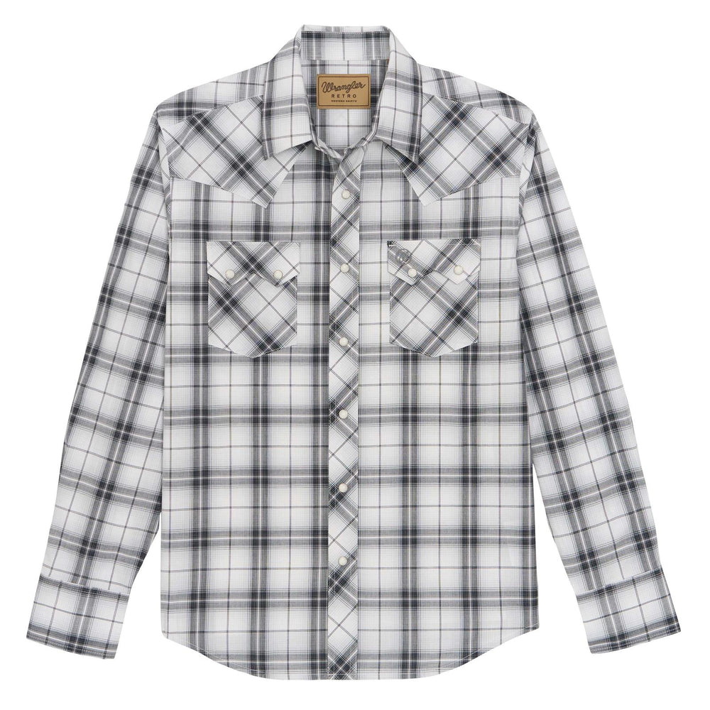 Wrangler Black Plaid Men's Western Snap 112378874