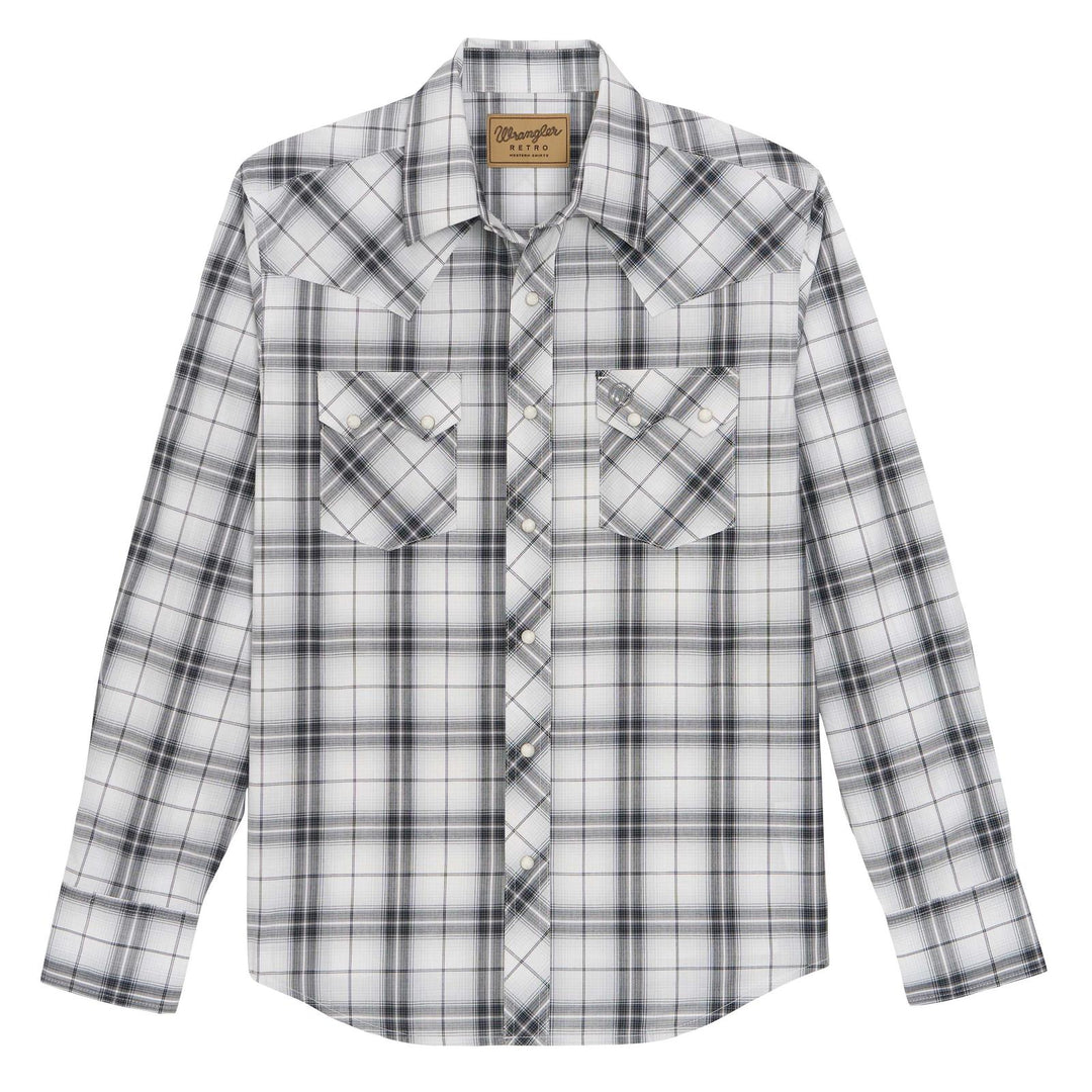 Wrangler Black Plaid Men's Western Snap 112378874