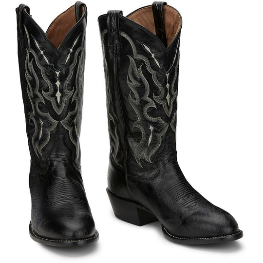 Tony Lama Men's Bonham 13" Black Smooth Ostrich Boot CT871