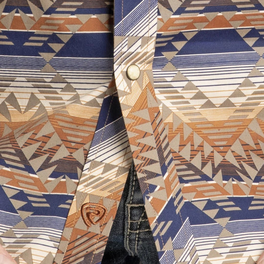 Rock & Roll Aztec Border Men's Western Snap BMN2S07140