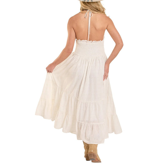 Rock & Roll Eyelet Halter Women’s Maxi Dress BWD0R08108