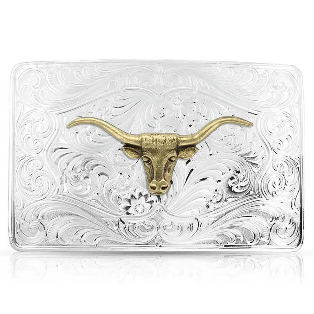 Montana Silversmiths Iconic Longhorn Silver Buckle 46510-64