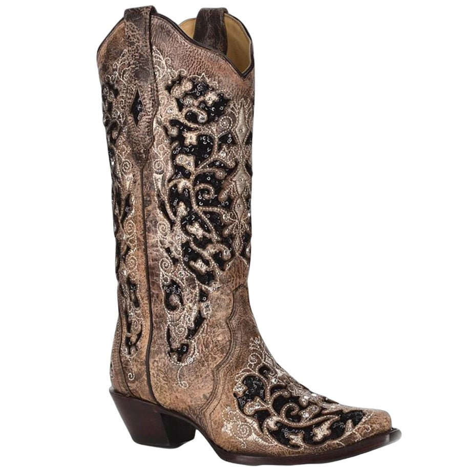 Corral Brown and Black Glitter Women's Boot A3569