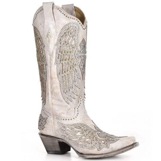 Corral Angela White Cross and Wings Women's Boot A3571