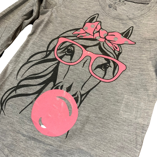 Roper Bubble Gum Pink Horse Girl's Long Sleeve 03-009-0513-0196