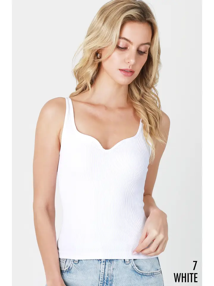 Nikibiki Ribbed Sweetheart Tank Top - White NS8217